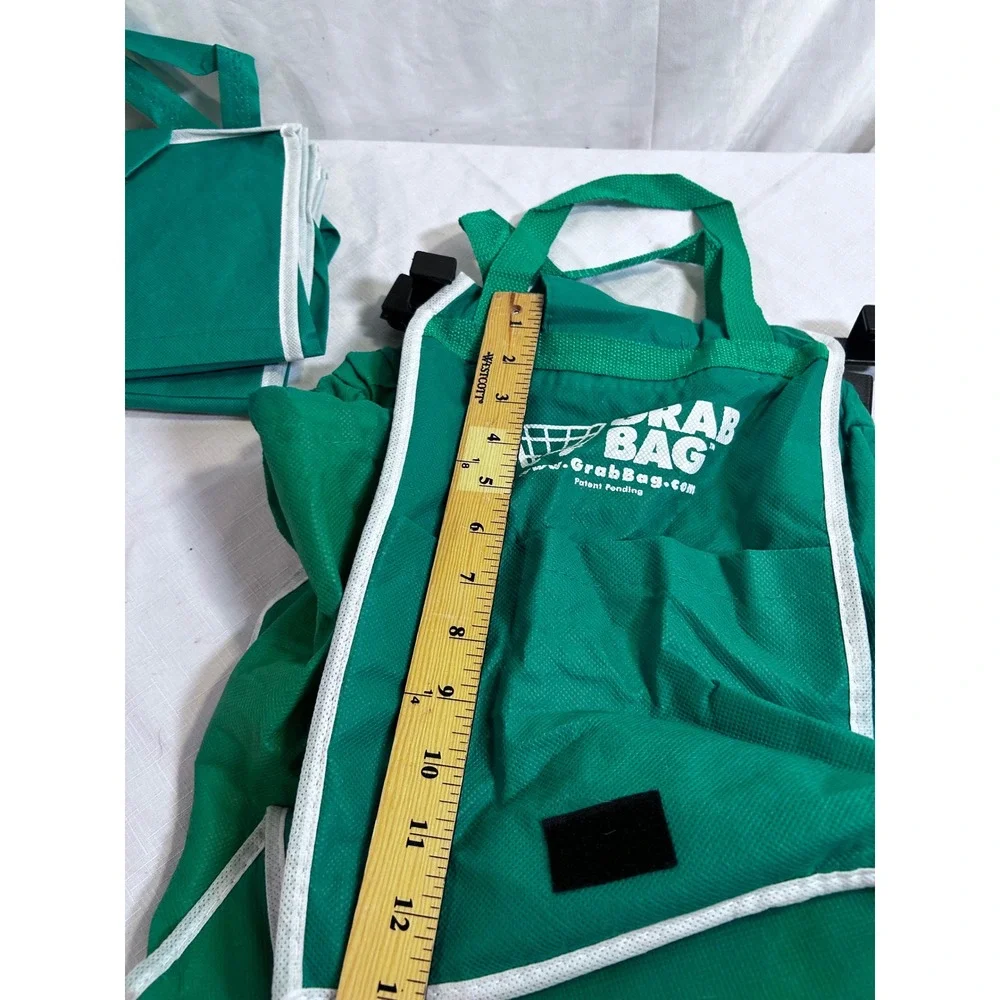 Grab Bag Reusable Shopping Bag 2pc Set Green Cart Clip Totes Women